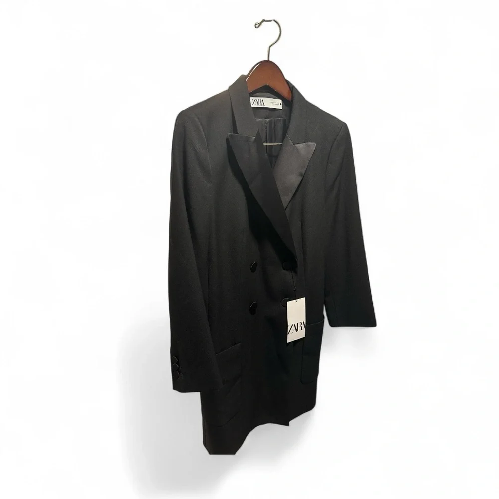 Zara NEW Women’s Tuxedo Blazer or Mini Dress. Long line, never worn. Black - Picture 4 of 11